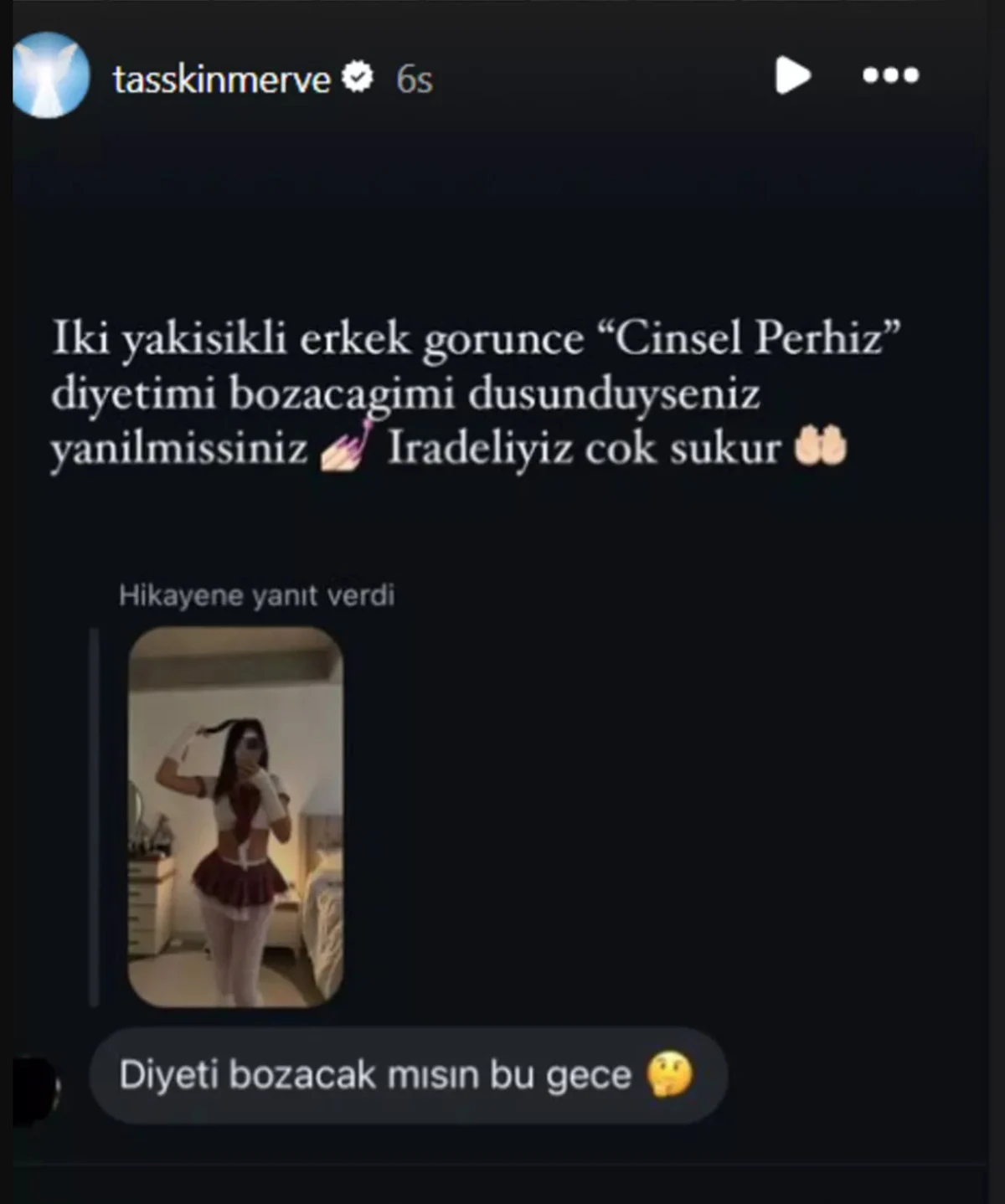 Cinsellik diyetine giren Merve Taşkın’dan iddialı parti pozu! İşte o kostümü
