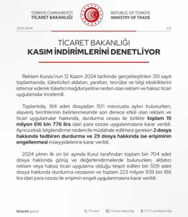 Ticaret Bakanlığı'ndan aldatıcı reklamlara sert cezalar