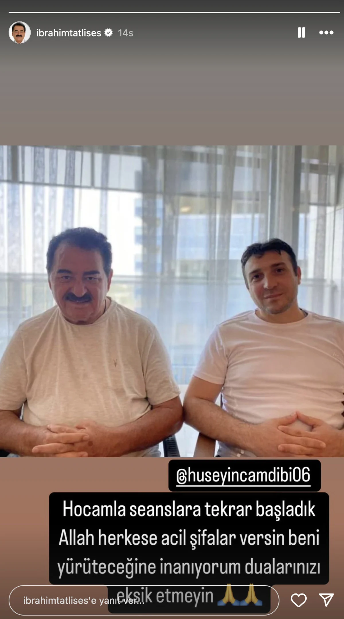 Tatlıses, yürüyebilmek için umutlu: "Beni yürüteceğine inanıyorum"