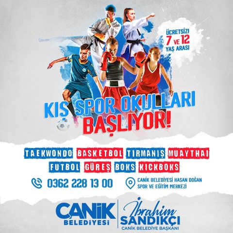 Canik'te ücretsiz kış spor okulları kayıtları başladı