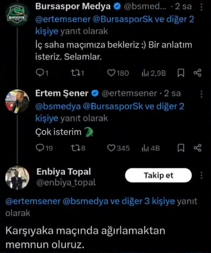 Ertem Şener’den Bursaspor’a büyük jest