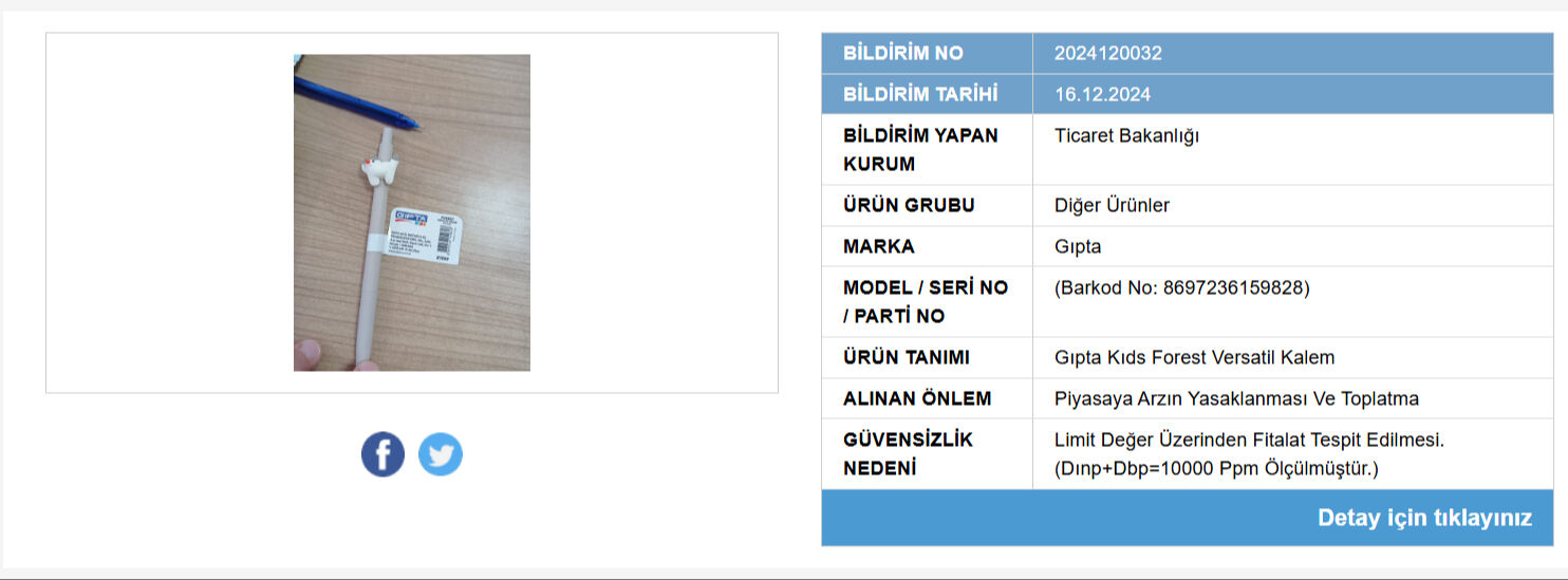 Ticaret Bakanlığı'ndan şok uyarı: Bu kalem sağlık için tehlikeli