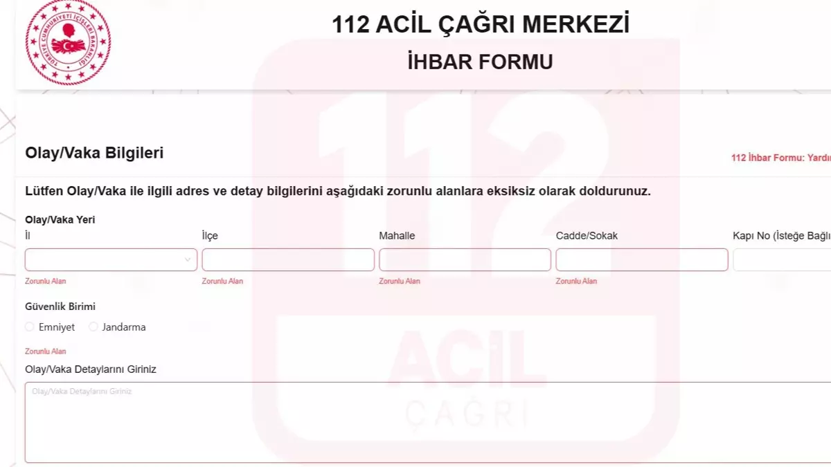 Bakanlık duyurdu: ‘’112 Web İhbar Sistemi’’ artık devrede!