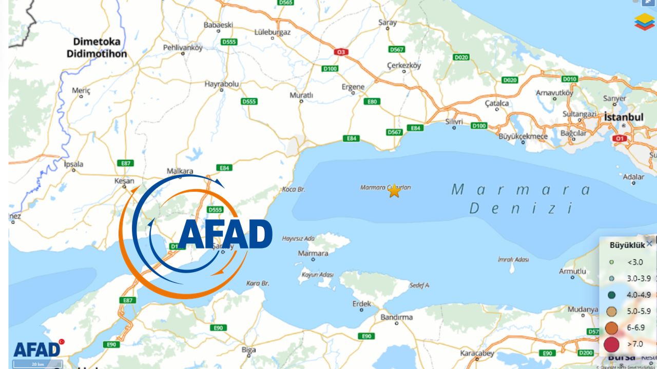 AFAD duyurdu: Marmara Denizi ve Tekirdağ merkezli deprem!