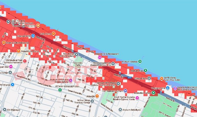 Gelgit olursa Samsun'da bu yerler sular altında kalacak