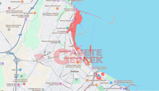 Gelgit olursa Samsun'da bu yerler sular altında kalacak