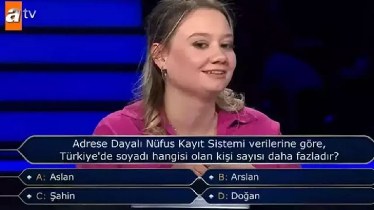 Kim Milyoner Olmak İster Sorusu: ‘’Türkiye’de en çok kullanılan soyadı nedir?’’