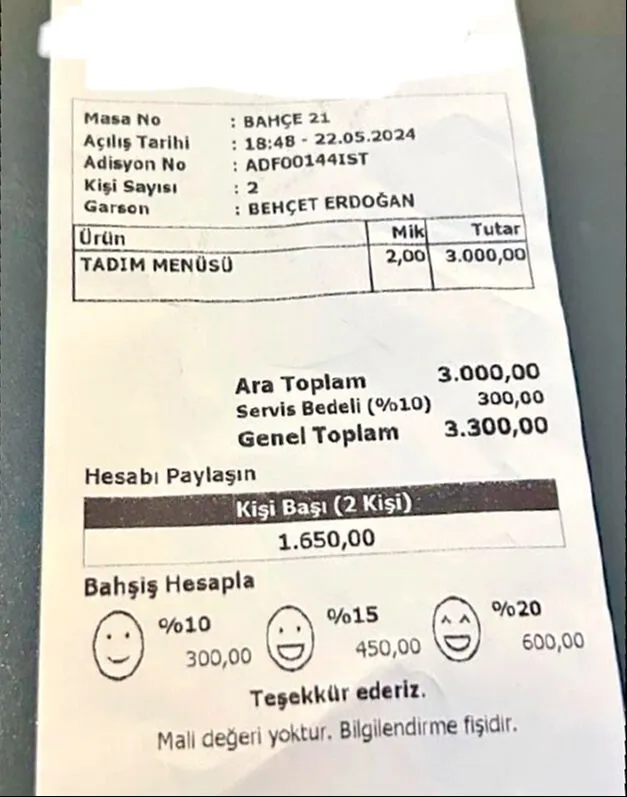 Hesabı öderken dikkat: 700 TL’lik bahşiş gündem oldu!