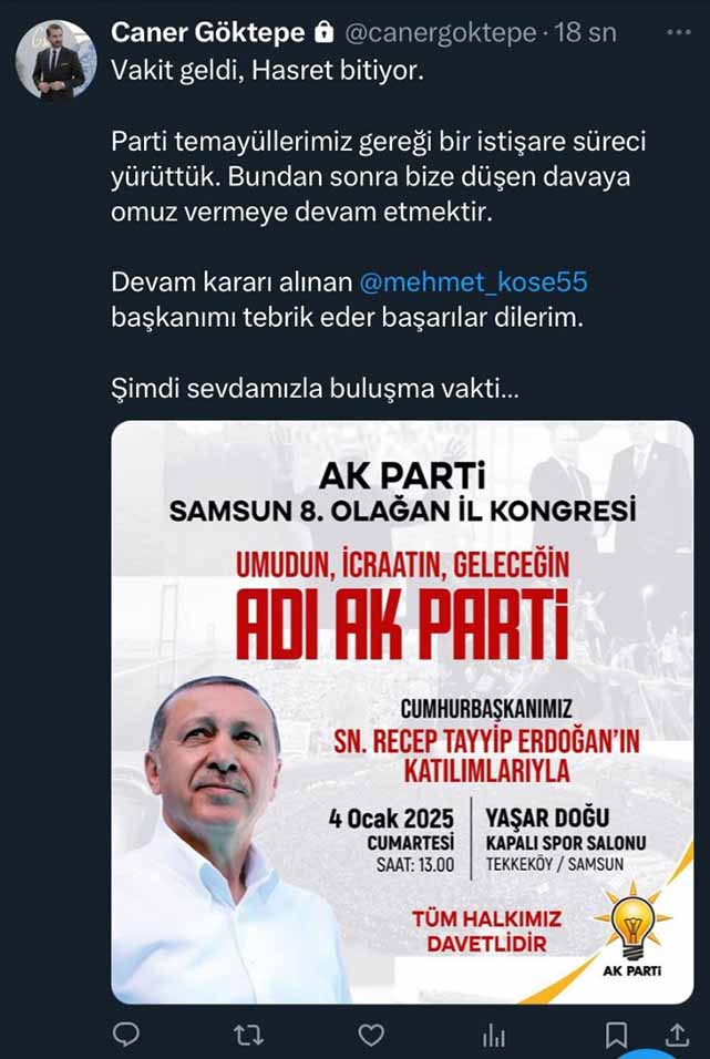 AK Parti İl Başkanlığı için adı geçiyordu! Caner Göktepe’den açıklama geldi