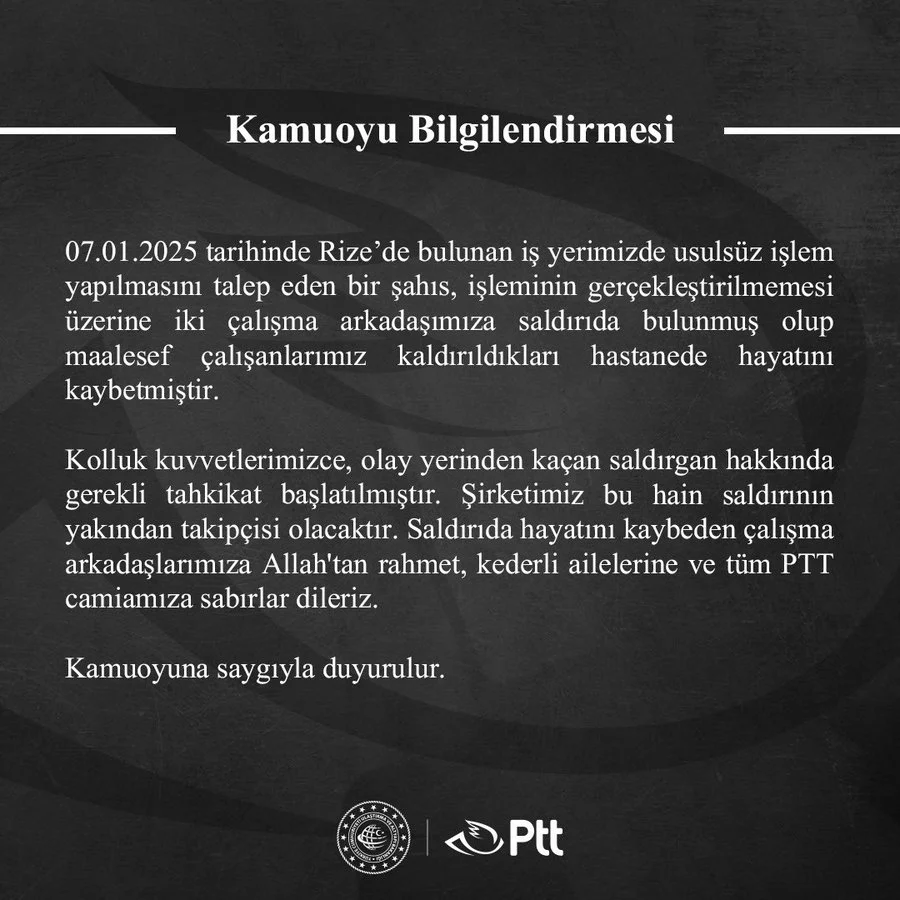 PTT şubesine silahlı saldırı: 2 çalışan hayatını kaybetti!