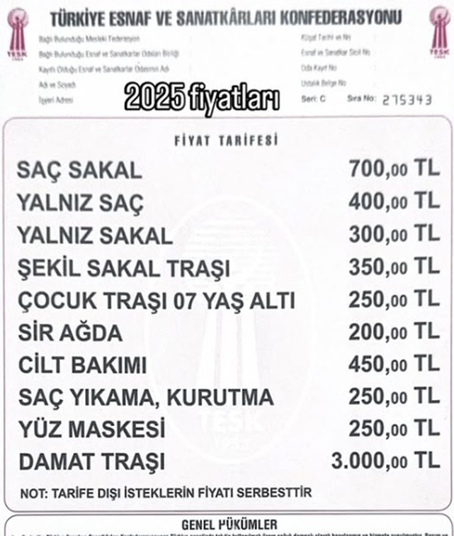 Berber fiyatları bir ilde daha zamlandı