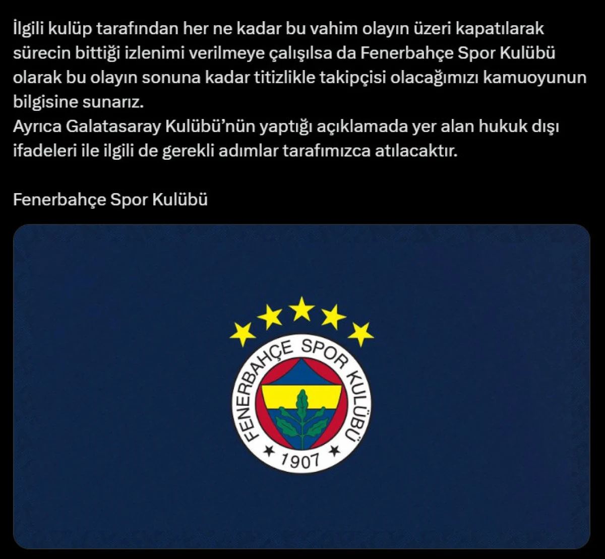 Fenerbahçe’den Galatasaray’a sert yanıt