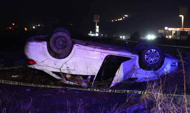 Ankara'da feci kaza! Kontrolden çıkan otomobil takla attı! 1 ölü, 4 yaralı