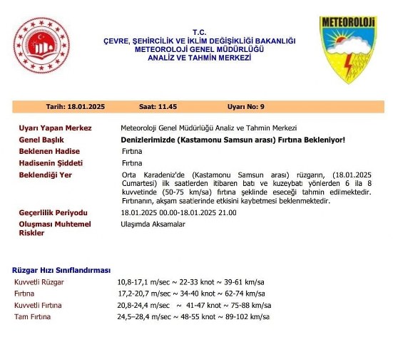 Samsunlular dikkat! Fırtına geliyor