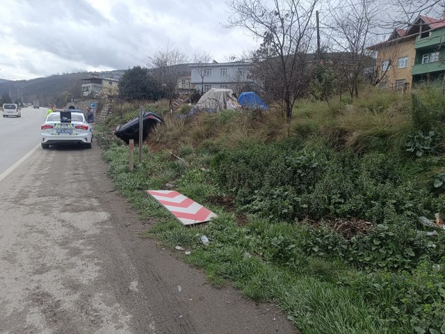 Samsun Atakum'da aracıyla sulama kanalına devrildi