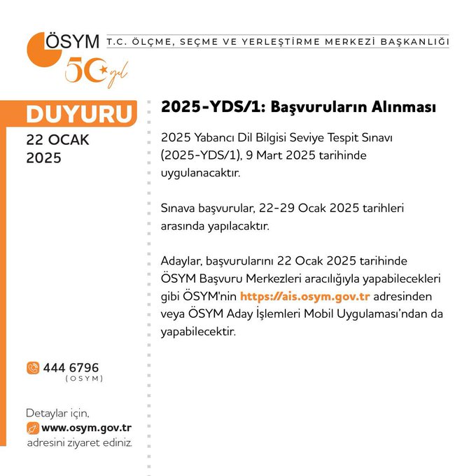 2025-YDS/1 başvuruları başladı: detaylar açıklandı