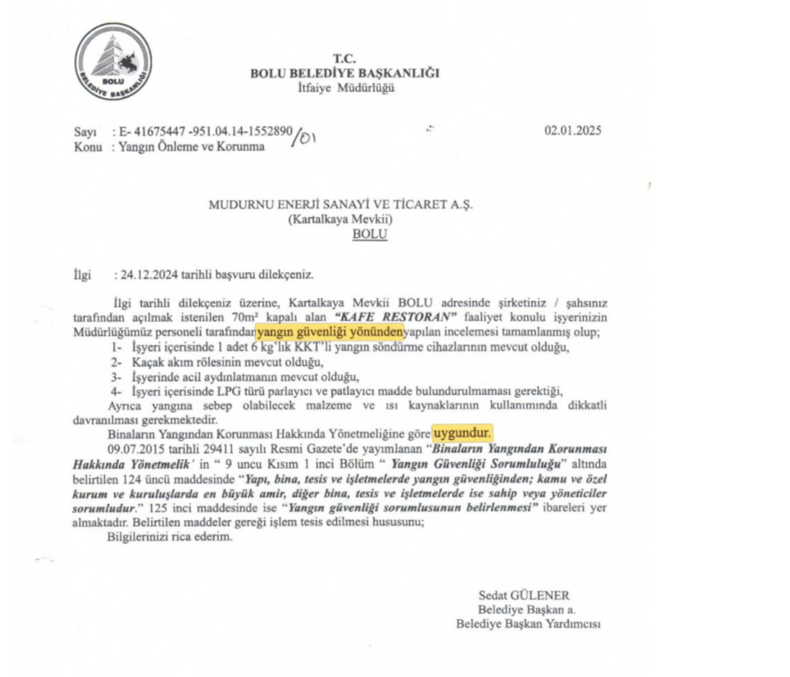 Bolu Belediyesinden yanan otele "yangın yeterlilik belgesi"