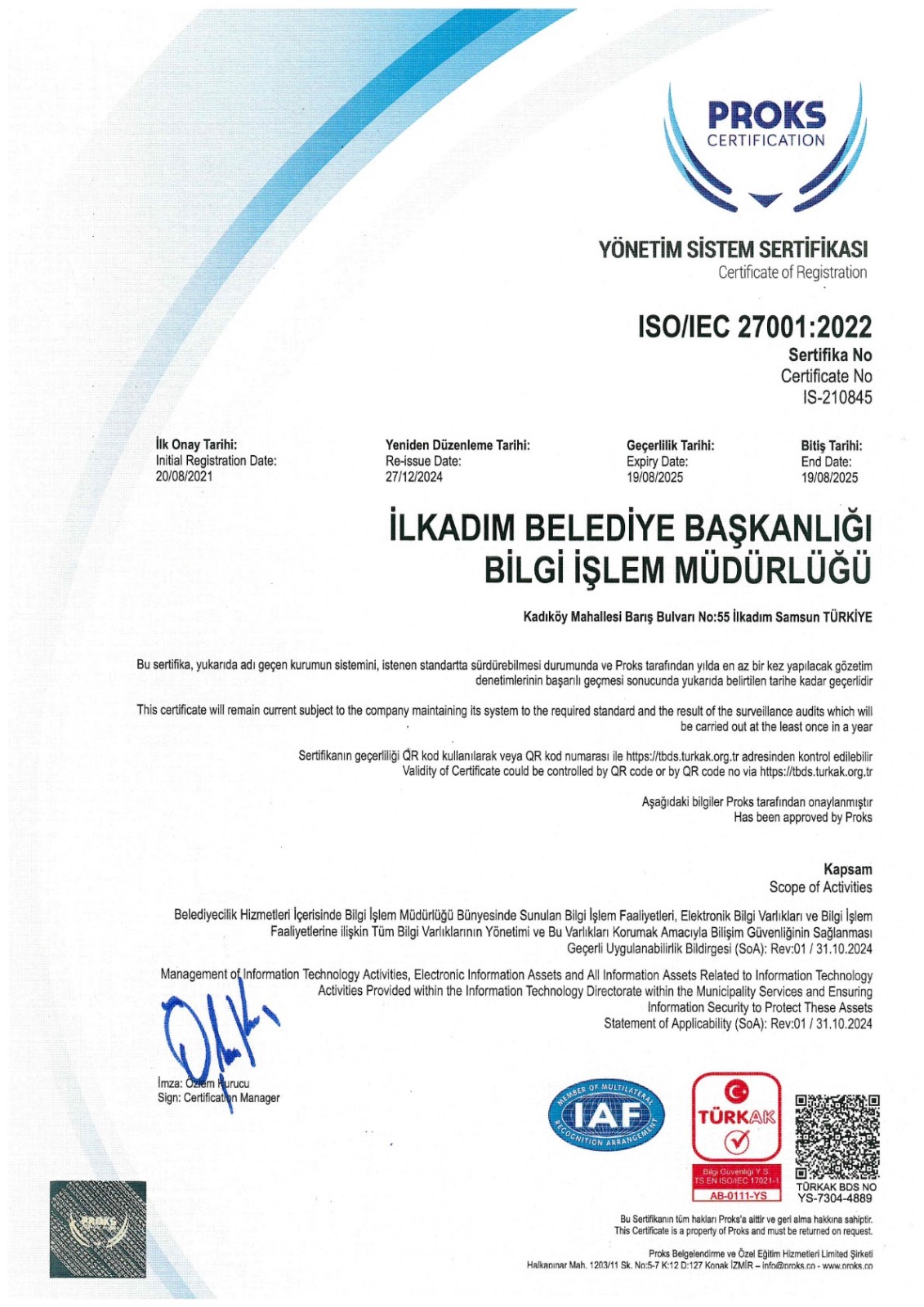 İlkadım Belediyesi güvenirliğini tescilledi