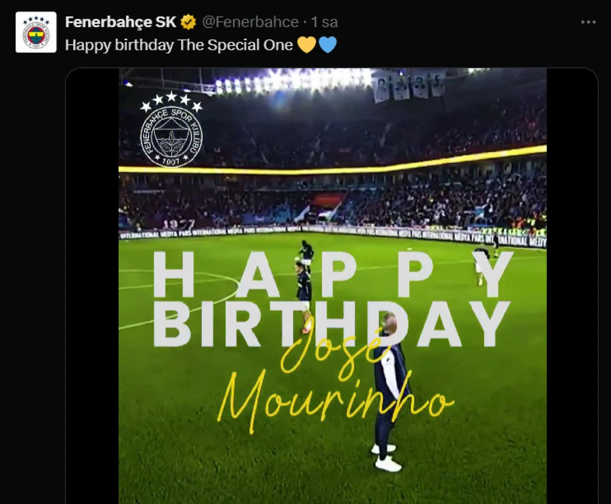 Fenerbahçe’den Mourinho’ya büyük jest: “Seni her şekilde seviyoruz”