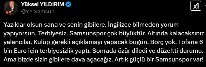 Yüksel Yıldırım'dan transfer yasağı iddialarına sert tepki 'Fofana terbiyesizlik yaptı'