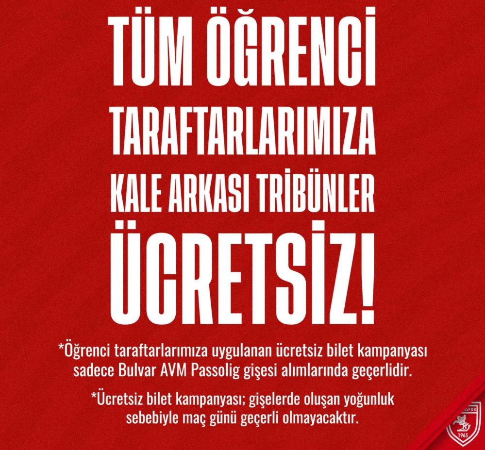 Samsunsporlu öğrencilere müjde! Maç biletleri ücretsiz