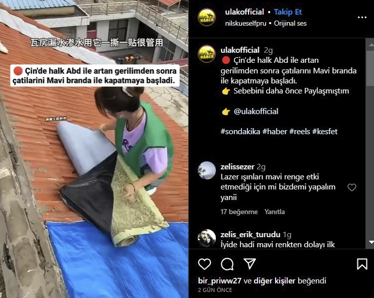 ABD geriliminde Çinlilerin çatılarını mavi brandayla savunma iddiası! Lazer ışınından korunma taktiği mi?