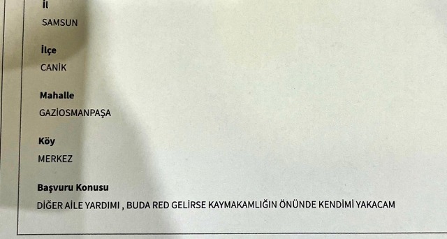 Samsun'da kendini yakmakla tehdit etmişti! Kaymakamlığın talebini kabul etmedi