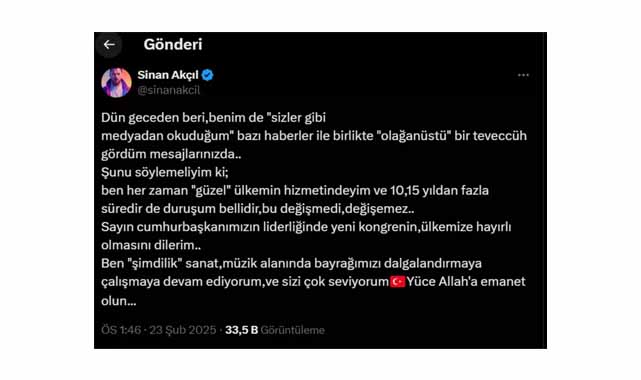 Sinan Akçıl'dan AK Parti MKYK'sı açıklaması: Duruşum bellidir!