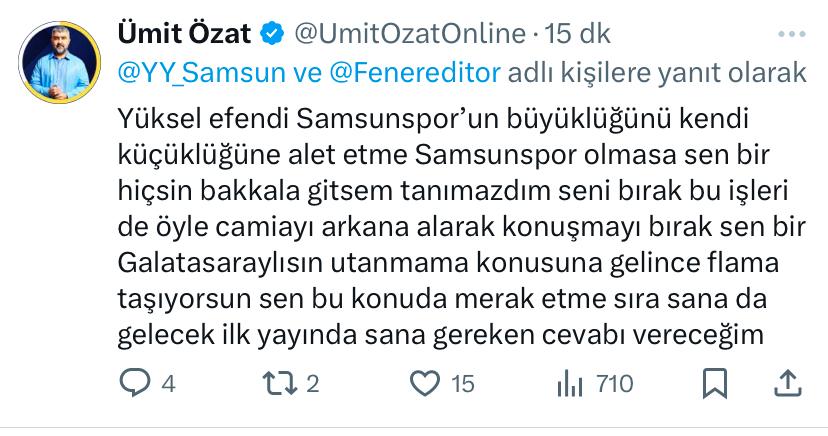 Yüksel Yıldırım'dan Ümit Özat'a sert 1905 Galatasaray cevabı