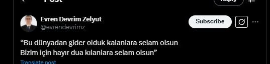 Hayatını kaybeden Evren Devrim Zelyut'un son paylaşımı görenleri gözyaşlarına boğdu