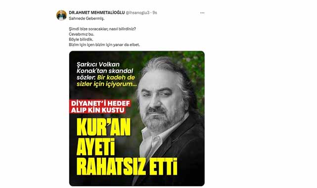 Volkan Konak'a 'Sahnede gebermiş' paylaşımı yapmıştı! Çatalca Müftüsünün 2014 yılında bir skandal paylaşım daha yaptığı ortaya çıktı