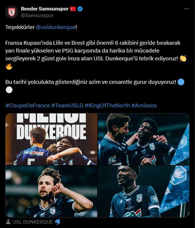 Samsunspor Başkanı Yüksel Yıldırım'ın sahibi olduğu Dunkerque Fransa Kupası yarı finalinde PSG'ye elendi