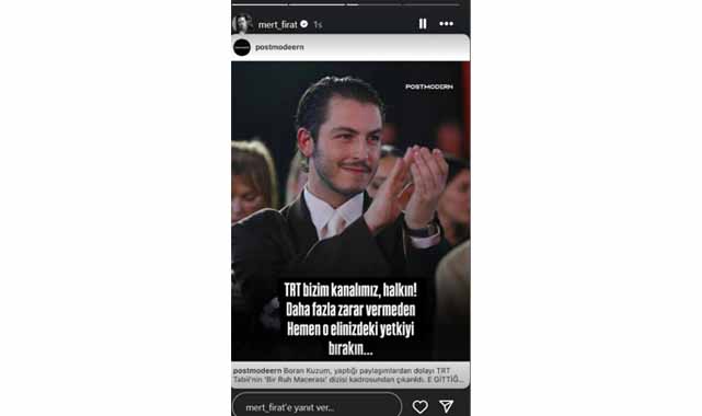 TRT oyuncu kıyımlarına devam ediyor! Boran Kuzum da diziden çıkarıldı