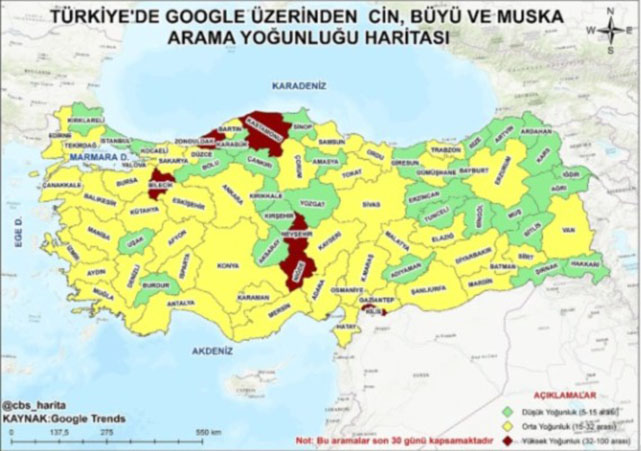 Google'da en çok cin, büyü ve muska arayan iller! Samsun kaçıncı sırada
