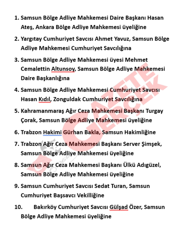 Samsun'da HSK atama kararı ile hakim ve savcıların görev yerleri değişti