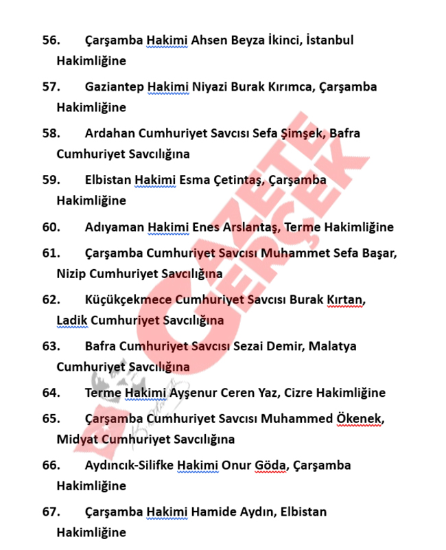 Samsun'da HSK atama kararı ile hakim ve savcıların görev yerleri değişti