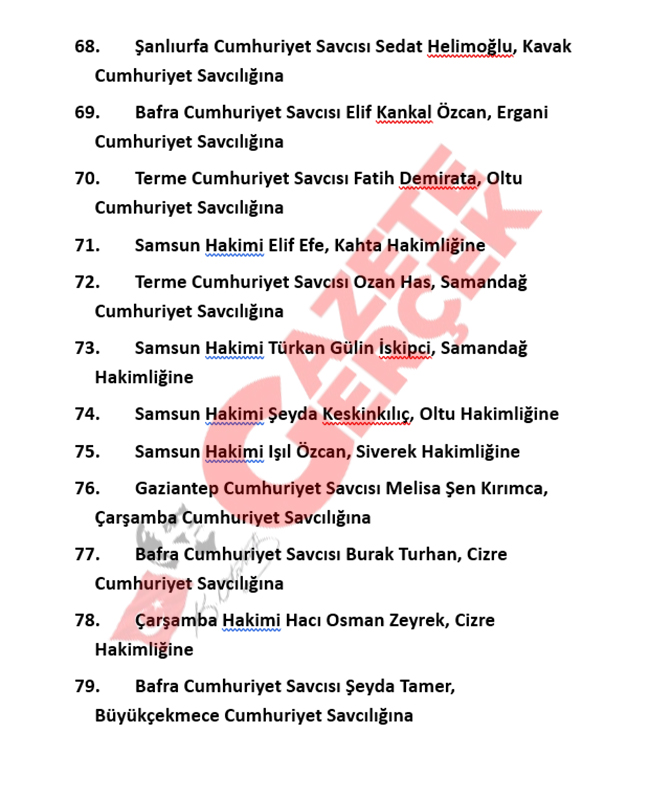 Samsun'da HSK atama kararı ile hakim ve savcıların görev yerleri değişti