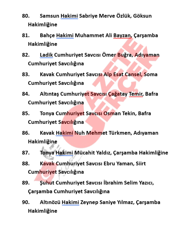 Samsun'da HSK atama kararı ile hakim ve savcıların görev yerleri değişti