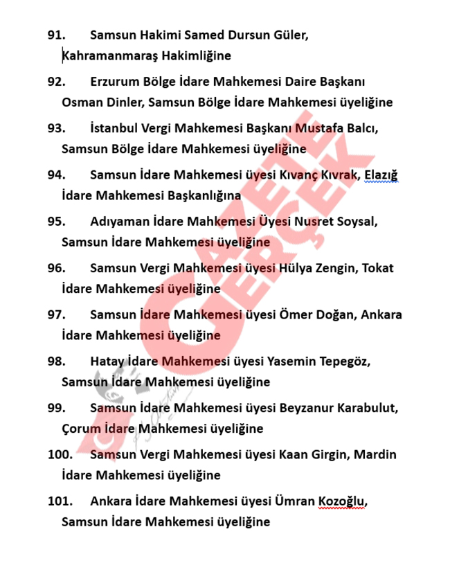 Samsun'da HSK atama kararı ile hakim ve savcıların görev yerleri değişti