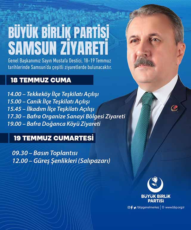 BBP Genel Başkanı Mustafa Destici Samsun’da
