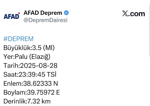 Elazığ'da deprem!