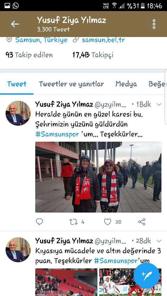 YILMAZ’DAN SAMSUNSPOR’A TEŞEKKÜR