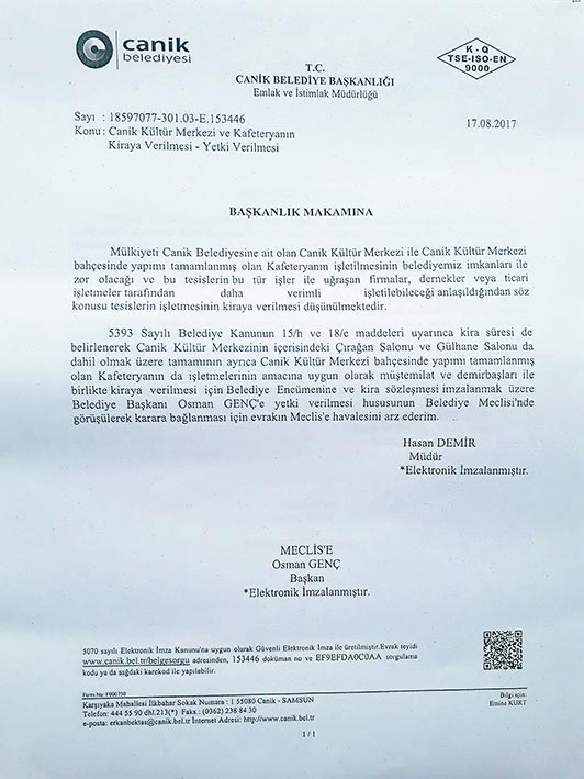 CANİK KÜLTÜR MERKEZİ  KİRAYA VERİLİYOR