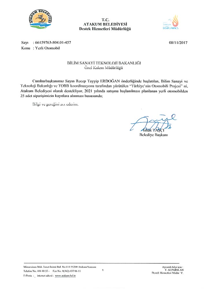 ERDOĞAN’A BİR DESTEK DE ATAKUM’DAN