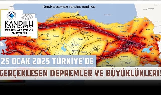 25 Ocak 2025 Türkiye’de gerçekleşen depremler ve büyüklükleri! En yüksek hangi şehirde oldu?