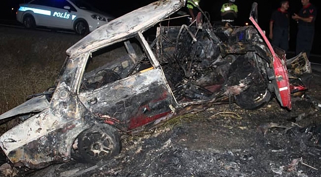 Konya'da yoldan çıkan otomobil yandı: 1 ölü, 5 yaralı