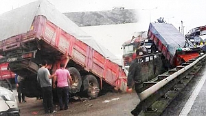 Kamyon su kanalına uçtu