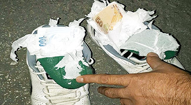 Ayakkabı tabanında sahte para ele geçirildi