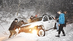 Kocadağ'da kar  kalınlığı 30 santim