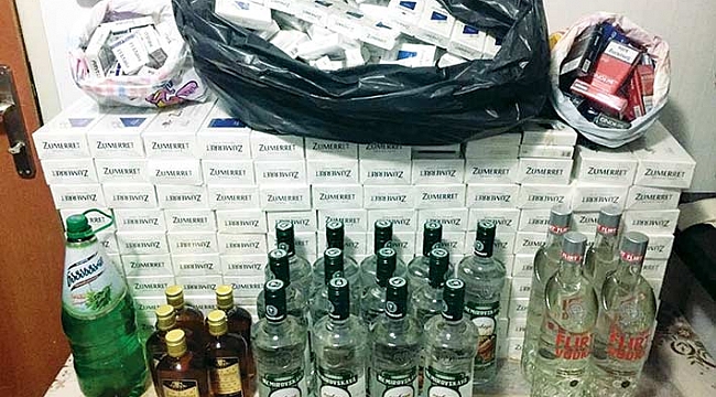 Yolcu otobüsünde kaçak içki ve sigara ele geçti